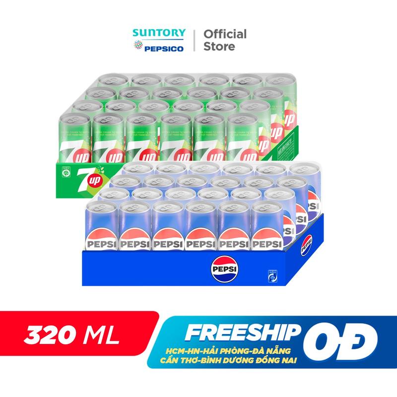Combo Thùng Pepsi & 1 Thùng 7Up 320ml hoặc 350ml lon