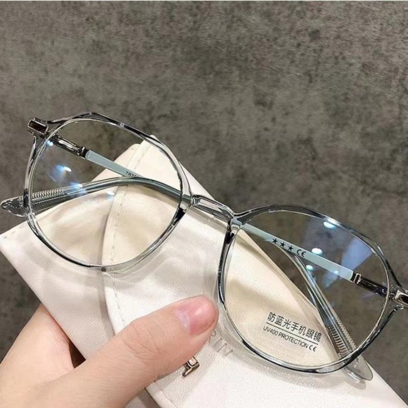 Kính gọng tròn không đều thời trang dành cho phụ nữ, kính chống bức xạ Hàn Quốc, chống Xanh Biển ánh sáng 5