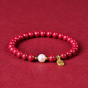 Gelang Tangan Cinnabar, untuk Wanita, Pasir Emas Ungu, Manik Keamanan, Gelang Mutiara, Jimat Nasib Wanita, Gelang Berkat dan Nasib Baik
