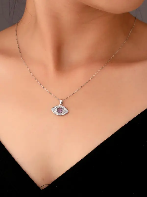 925 Sterling Silver Fashion Eye Design Pendant Necklace for Women & Girls, Fashion Jewelry for Party, Daily Decor, Trendy All-match & Exquisite Jewelry for Birthday Gift 4