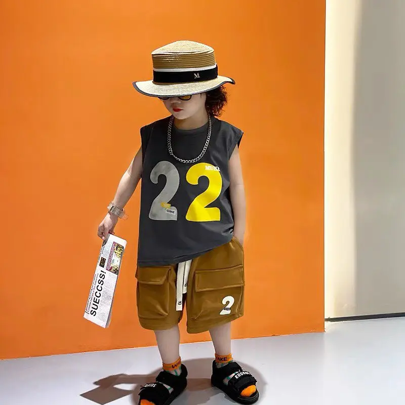 [HaDuyen Kids] Bộ  quần áo 3 lỗ số 22 quần túi hộp bé trai mặc mùa hè 7-32kg Cotton