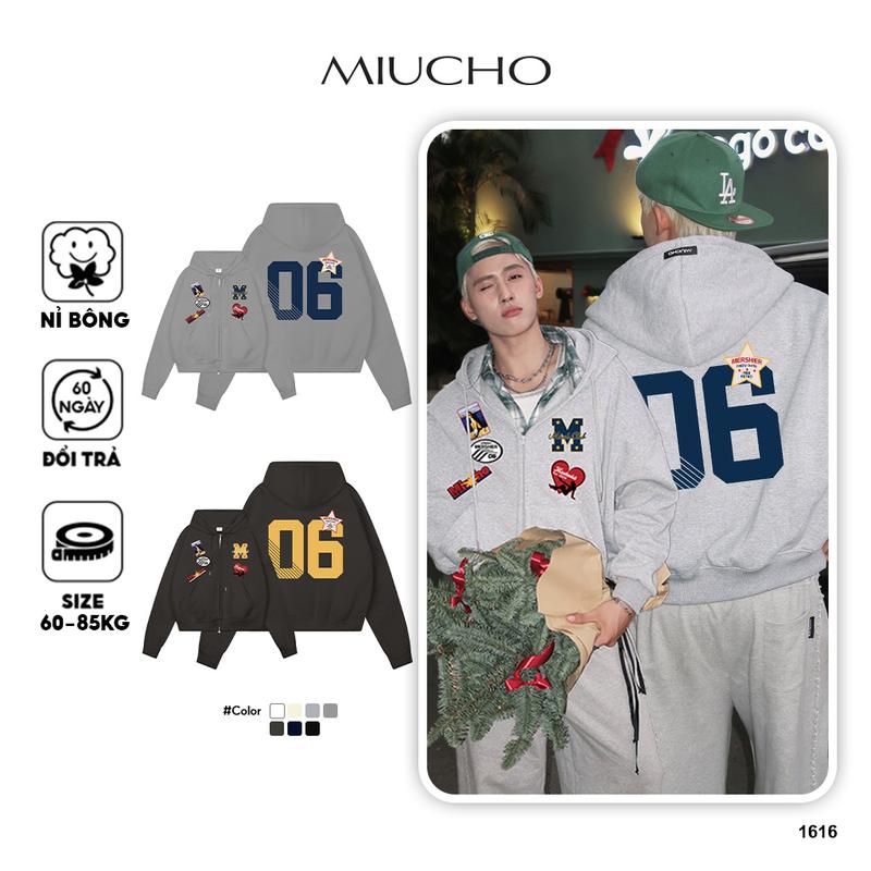 Áo hoodie zip nam localbrand form boxy HXD1616 Miucho Club vải nỉ bông dày dặn in mix