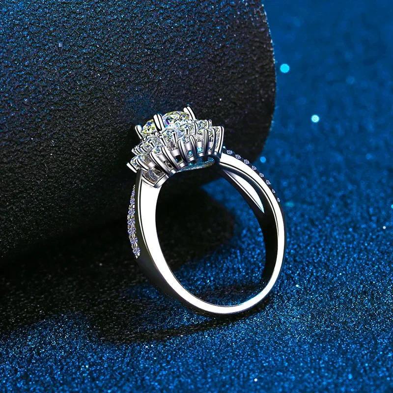 Product Introduction of LLXYW Real Moissanite Ring Sunflower for Women 0.8CT VVS1 Brilliant Halo Pendent 925 Sterling Silver Wedding Jewelry 11