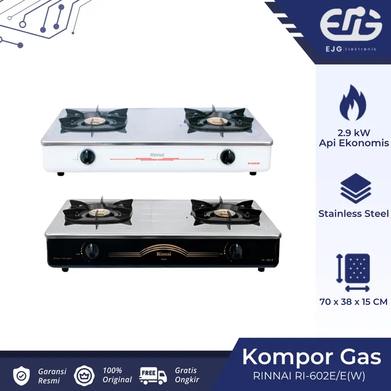 Rinnai kompor gas RI602E/RI602E(W) 2 tungku SNI RI 602E/ RI 602E(W) 0