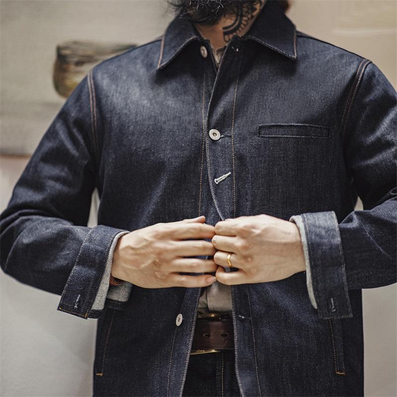 Áo Khoác Denim Heavyweight, Maden, Dành Cho Nam, Cổ Bẻ Cổ Điển, Áo Khoác Jean Thông Thường, Thương Hiệu Chính Hãng Của Chú Fu Amekaji, Dung Tích 16,5oz, Hàng Có Sẵn Có Sẵn