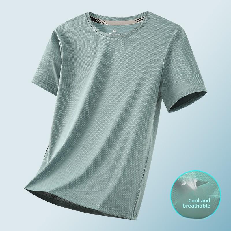 HOVEKIS Men Ice Silk Short Sleeve Breathable Quick-Drying T-Shirt 1