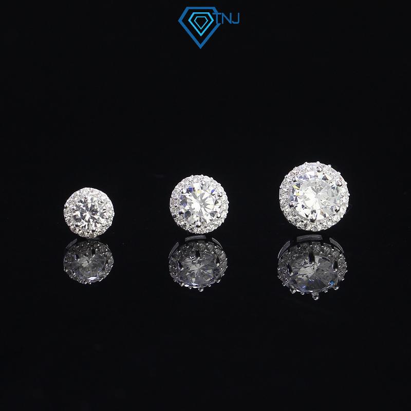 Bông tai bạc cho nam nữ đính đá cao cấp Cubic Zirconia BTA0104, khuyên tai nam bạc bản nụ tròn phong cách sang trọng - Trang Sức TNJ