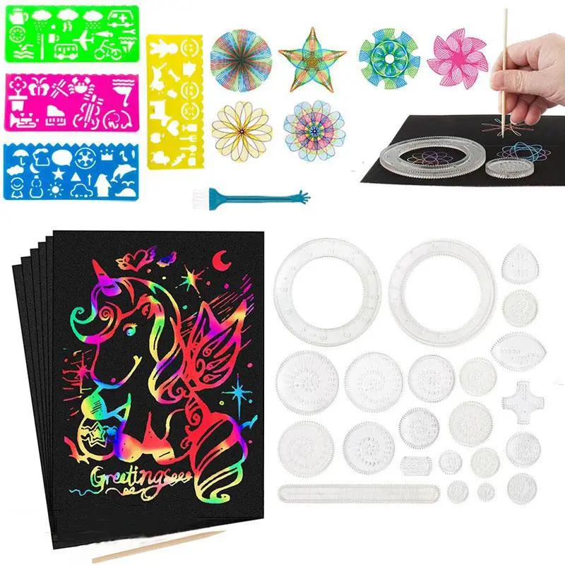 Rainbow Art Scratch Paper Set, 1 Set Scratch Notebook Art and Craft Supply, Birthday Toy Gift Activity Painting Craft Kit 0