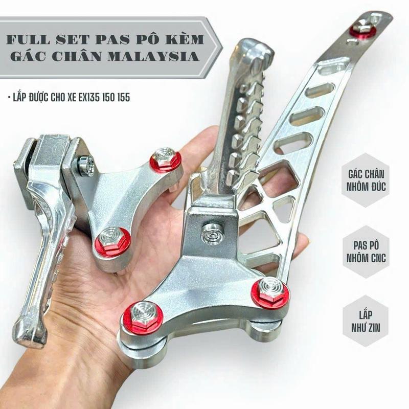 Combo Gác Chân Malay Ex150, Ex155 Đủ Bộ Gác Pát Treo Pô 10li Kèm Ốc Tặng Lông Đền  Phụ Tùng