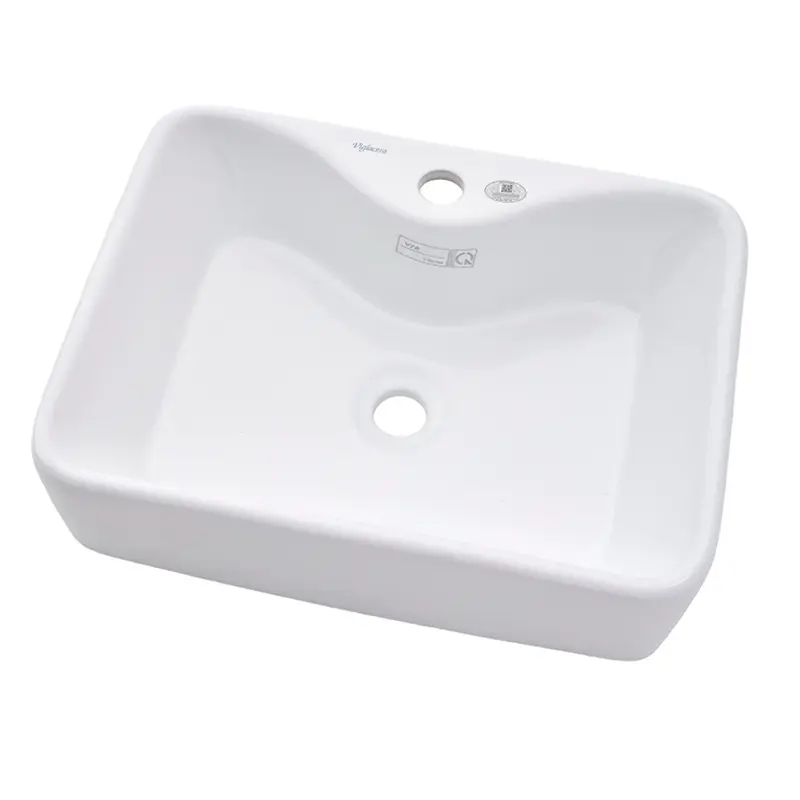 Lavabo đặt bàn Viglacera V72 màu trắng hình chữ nhật, chất liệu sứ ceramic, lòng chậu sâu - Hoa Sen Home - Hàng chính hãng 3