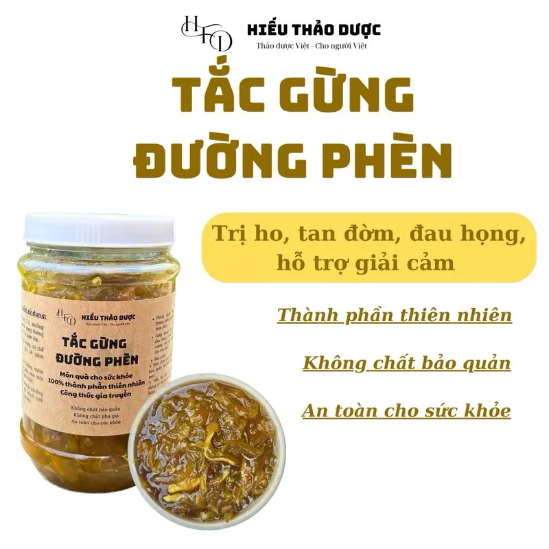 Tắc gừng đường phèn rim cô đặc - hỗ trợ giảm ho, đau họng, tiêu đờm - Hiếu thảo dược 83 0