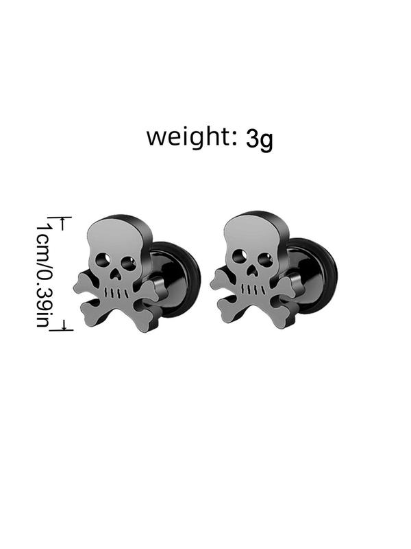 Punk Style Skull Design Earrings, Fashionable Stainless Steel Earrings for Men & Women, Trendy All-match Goth Jewelry for Birthday Gift 1