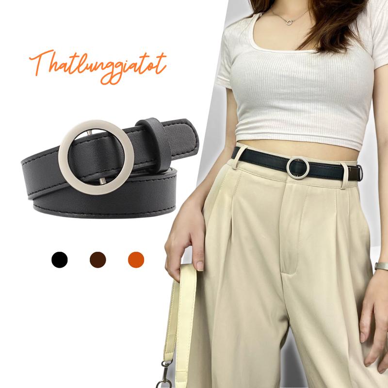 Thắt lưng nữ mặt tròn Ulzzang, không lỗ bản 2.3cm TL003 - Thắt Lưng Giá Tốt