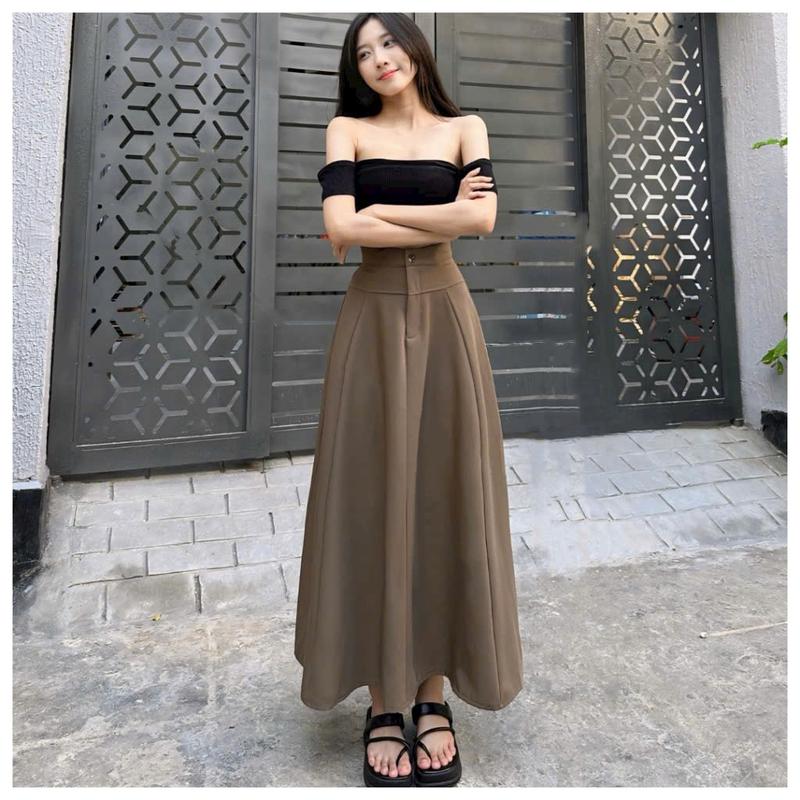 Product Introduction of Chân váy xòe dài lưng cao 1 nút Hàn Quốc cho nữ - Women Dress 9