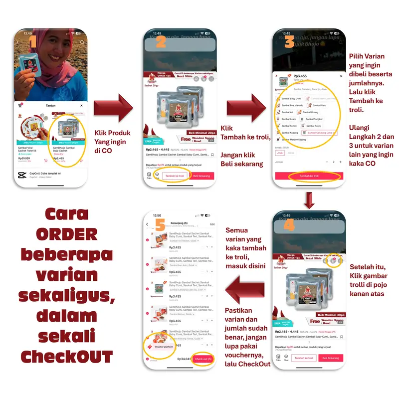 SamBhojo Sambal Sachet Paket 2pc Sambal Baby Cumi, Sambal Teri, Sambal Paru, Sambal Bawang, Sambal Terasi, dll Kemasan Sachet 20gr 2