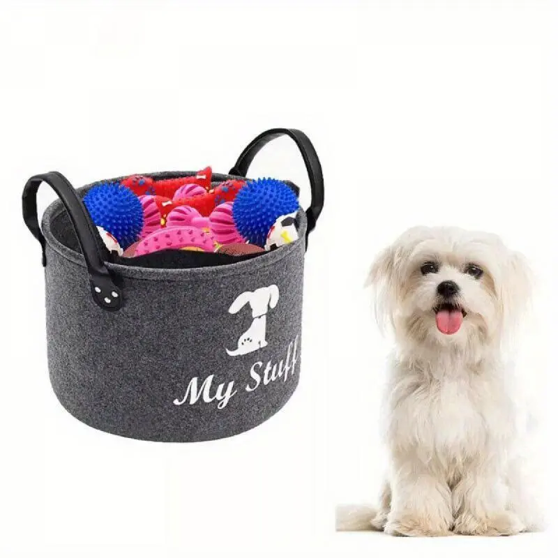 Foldable Pet Toy Storage Basket, Large Capacity Pet Toy Storage Box, Dog & Cat Accessories for Home & Outdoor Travel, Valentine's Day Gift
