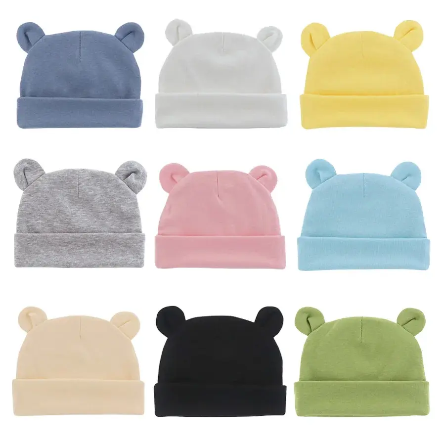 Topi Baru Lahir, Bahan Lembut, Beanie Bayi, Bahan Kapas, Bonet Bayi, Topi Bayi, Untuk Kanak-kanak Perempuan dan Lelaki, Sesuai untuk Kanak-kanak, Aksesori Alat Peraga Fotografi, Julat Umur: 0-12M