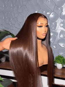 16-26 Inch Light Brown Straight Tape in Human Hair Extension, Natural Look Seamless Invisible Hairpiece for Women