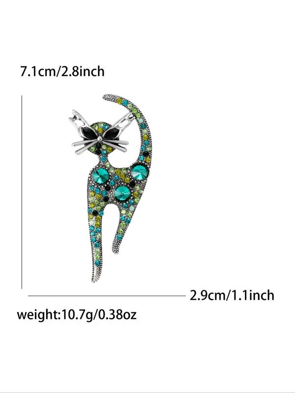 Cute Cat Design Brooch, Rhinestone Decorated Animal Themed Brooch, Fashion Accessories for Women & Men, Trendy All-match & Exquisite Jewelry for Birthday Gift 1