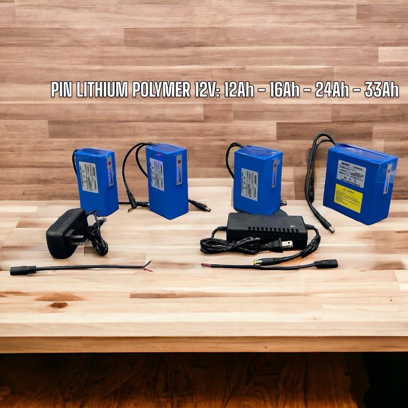 Pin Lithium Polymer 12V Công Suất Lớn Sử Dụng Cho Đèn P90, Quạt, Diy : 12.000mAh, 16.000mAh, 24.000mAh, 33.000mAh Có Kèm Theo Sạc, có mạch báo % pin