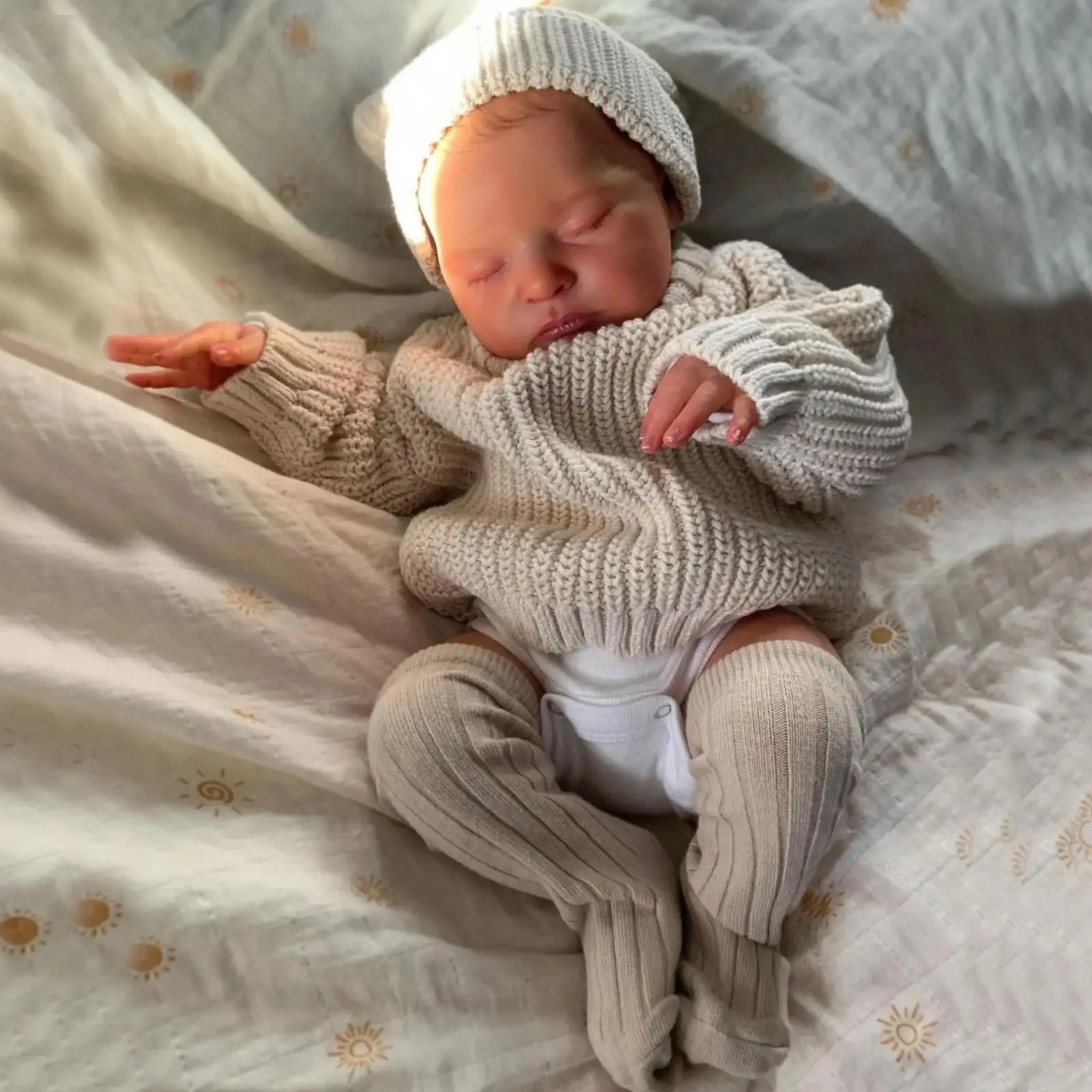 Realistic Asleep Reborn Doll, 1 Set 20 Inch Alive Soft Silicone Newborn Bebe & Accessories, Cute Bedtime Toy, Reborn Dolls, Birthday Gift For Child, Valentine's Day Gift