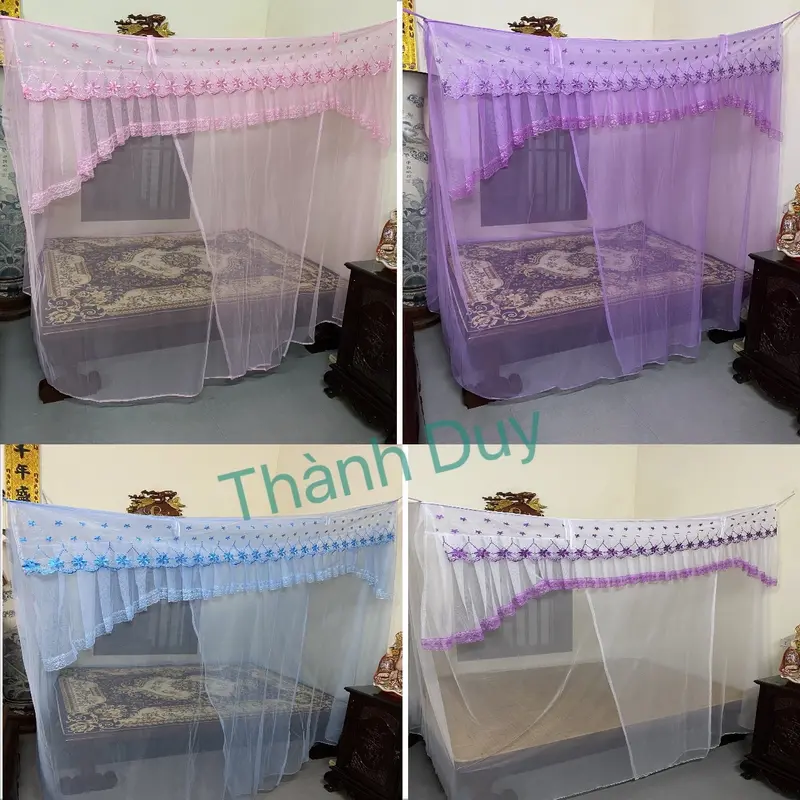 Mùng Ngủ-Màn Ngủ Tuyn Lạnh Thái Diềm Ren Thêu Cung Đình Cao Cấp 3