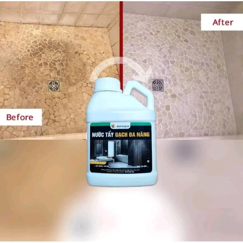 Combo 3 can nước tẩy gạch BESTCLEAN can 1 lít Làm Sạch xi măng, ố vàng cáu bẩn toilet 8