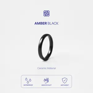 Racabel Amber Ceramic Ring Black - Cincin Pria Wanita Keramik Hitam  Anti Karat