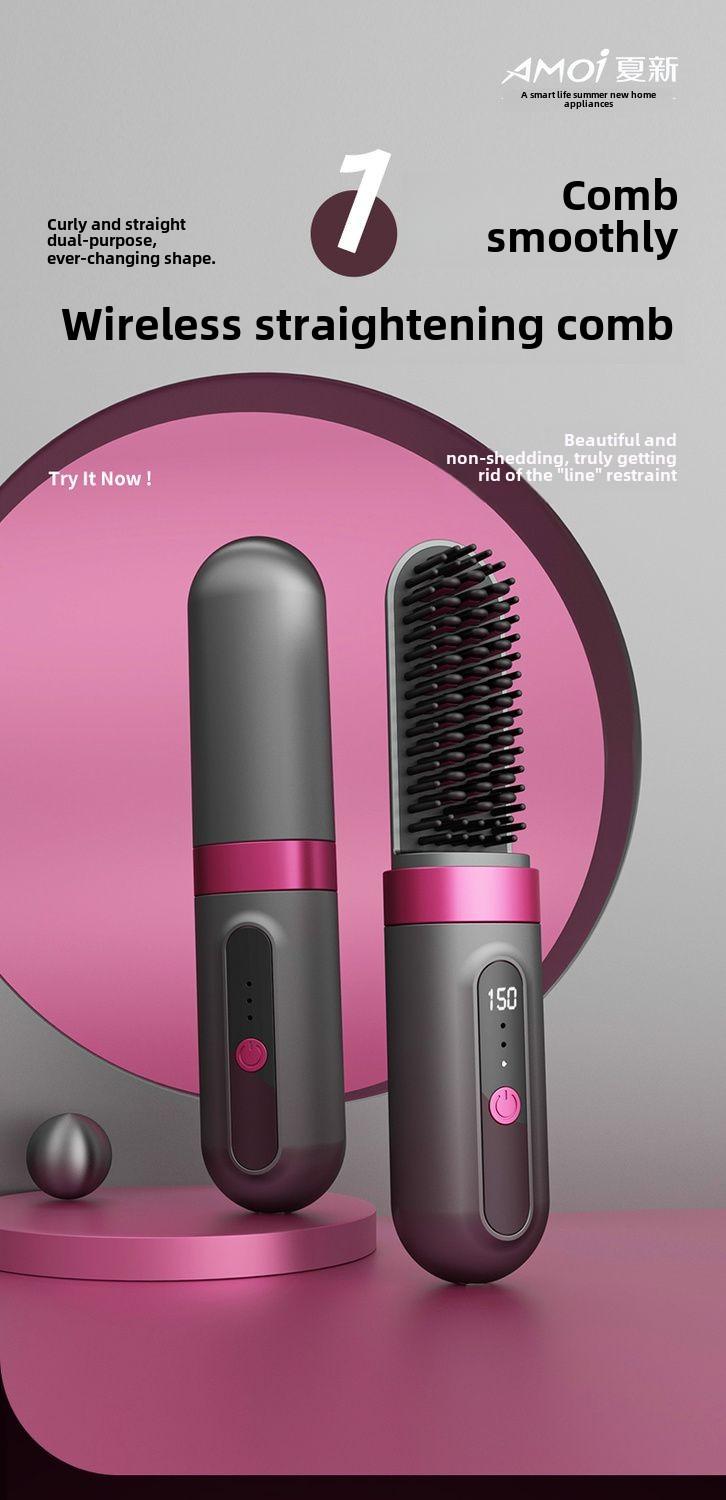 Product Introduction of Xia Xin Hair Straightener Brush Wireless Charging Hair Comb Negative Ion Straightener Portable Electric Comb 1