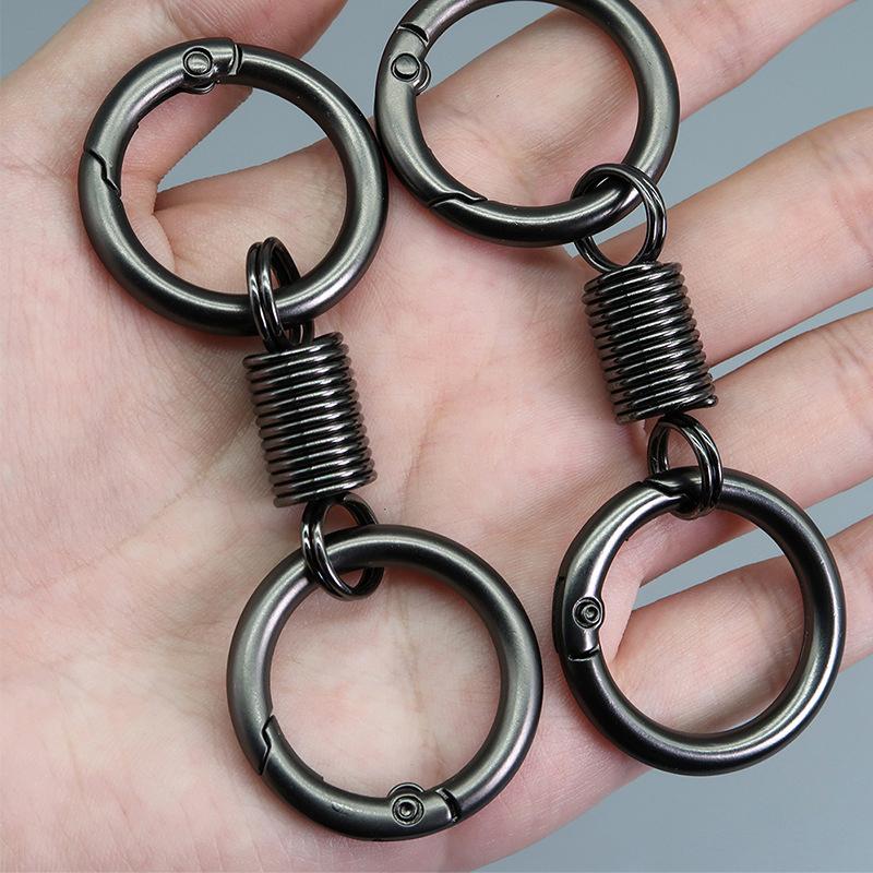 Product Introduction of [Czz]Personality Spring Double Coil Keychain Carabiner Buckle Key Rings Anti-lost Climbing Hook Car Keychians Accessories Gift 22