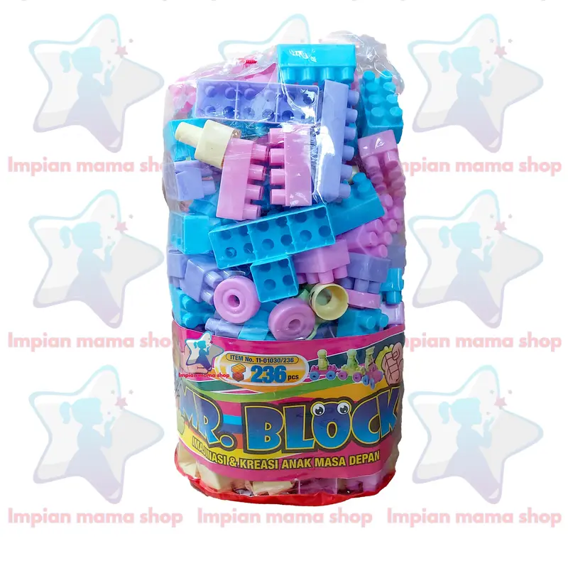 Mainan Anak Edukatif Blocks Blok Mr. Block isi 106 /136 / 176 / 206 / 236 pcs Beraneka warna Set Hadiah Pendidikan 1