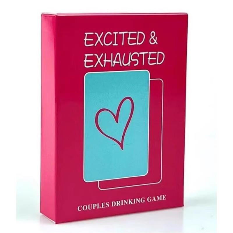 Product Introduction of Fun Playing Card Game Set, 1/5 Sets Excited & Exhausted English Board Game Cards for Lovers & Lovers Drinking Party Supplies, Home Broad Game Card Game, 10