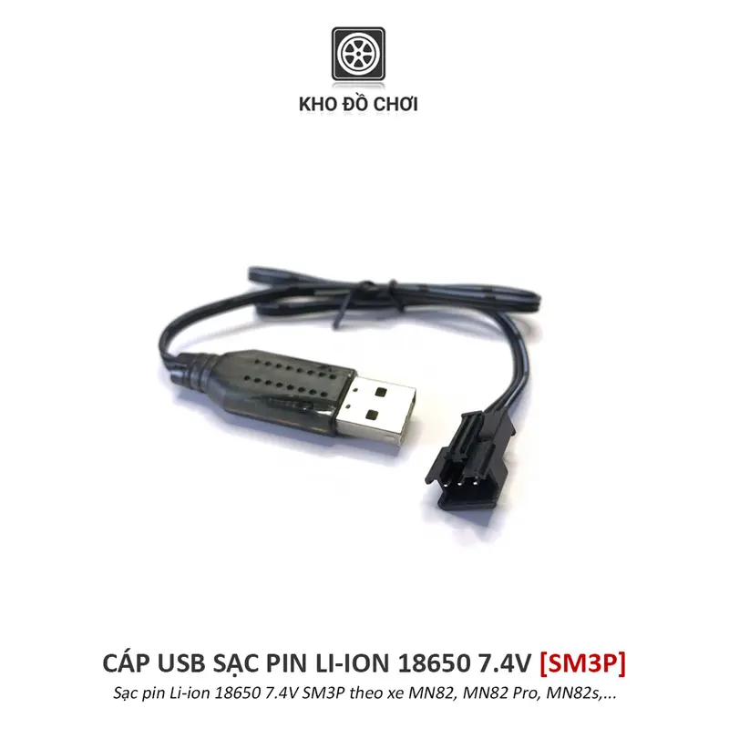 Cáp USB sạc pin Li-ion 18650 7.4V (SM 3P) - Sạc pin xe MN82, MN82pro, MN82s,... 1