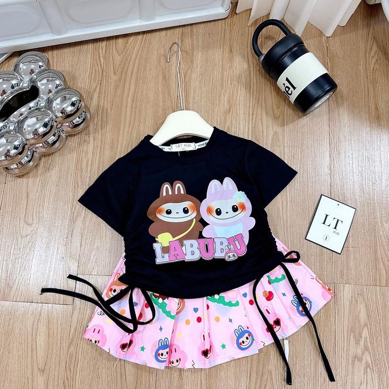 Sét chân váy sếp ly, áo rút sường cho bé gái 2