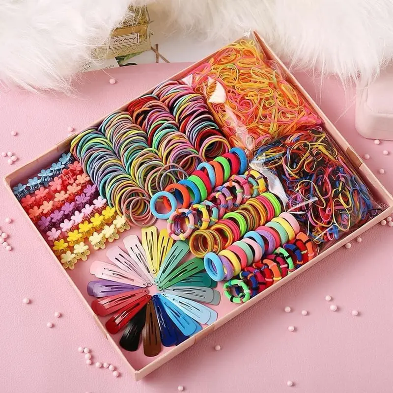 Hộp kẹp tóc 780 món cho bé ( Quà 1-6 cho bé gái )SET 780 CHI TIẾT CỘT KẸP TÓC CHO BÉ-dây buộc tóc bé gái-kẹp tóc bé gái 1