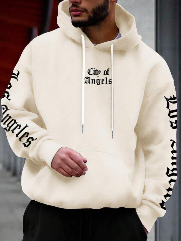 Unisex Men's Personalized Essentials Hoodie, Letter Print Pocket Drawstring Hoodie, Loose Casual Long Sleeve Hooded Sweatshirt, Men's Stylish Pullover Top 1