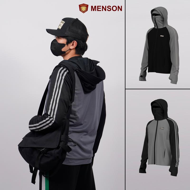   XẢ-LỖ 99K  Áo Chống Nắng 2 Lớp Menson Phiên Bản Plus - Áo khoác chống Tia UV 3 Sọc Phản Quang Áo che kín toàn thân nam thấm hút mồ hôi,co dãn 4 chiều. Aó chống nắng nam Bigsize 