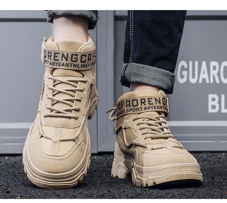 Product Introduction of in Stock Men's High-Top Martin Boots Worker Boot High-Top Motorcycle Boots in Stock Men's High-Top Martin Boots Worker Boot High-Top Motorcycle Boots Autumn Men's Martin Boots Mid-Top Retro British Style Worker Boot Trendy High Top Platform Casual Shoes 9 12