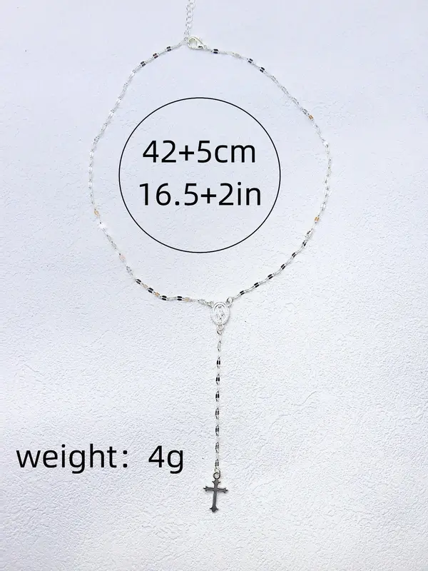 Fashion Cross & Virgin Mary Pendant Necklace for Women, Fashion Statement Necklace for Party, Daily Clothing Decor, All-match & Exquisite Jewelry Accessories for Birthday Gift 1