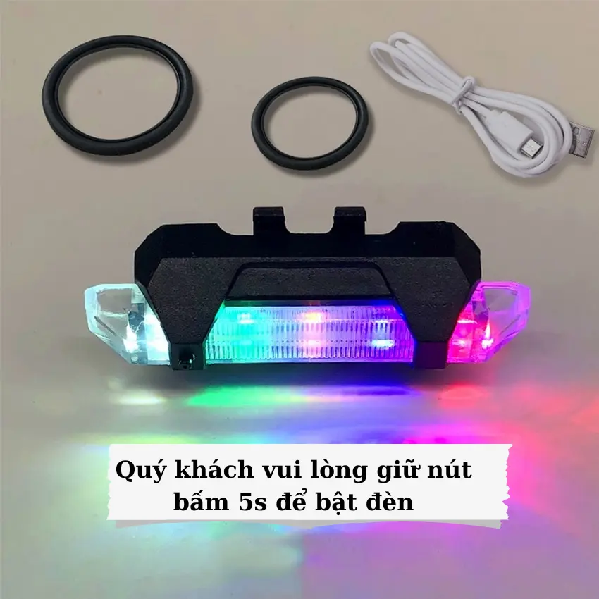 Đèn Led Xe Đạp 7 Màu 5 Chế Độ Gắn Hậu Siêu Sáng Gắn Xe Đạp Đạp Xe Đạp