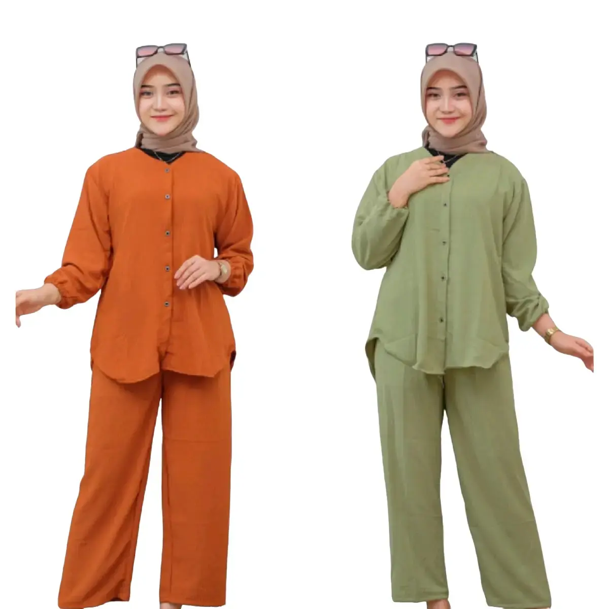 Sepesial Isi 2 Paket hemat One Set Inara Setelan Crinkel Airflow 2 baju 2 celana Casual Fit Muslim Wanita Crinkle Panjang Basic