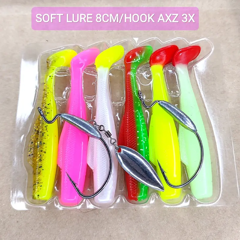 SOFT LURE 8CM + HOOK AXZ 3X STRONG 0