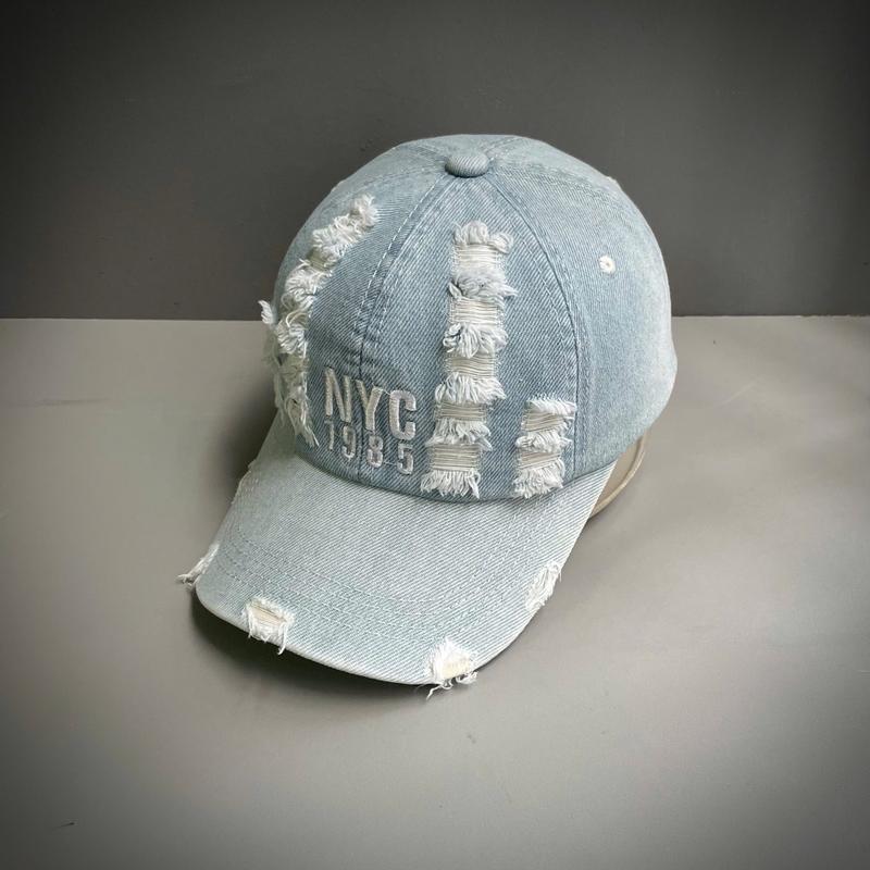 Nón kết lưỡi trai jeans rách thêu 3 màu thời trang nam nữ xu hướng MS336