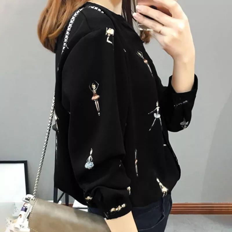 Product Introduction of Women's Human-Shaped Printed Shirt Long-Sleeved Summer Tunic Casual Shirt 6