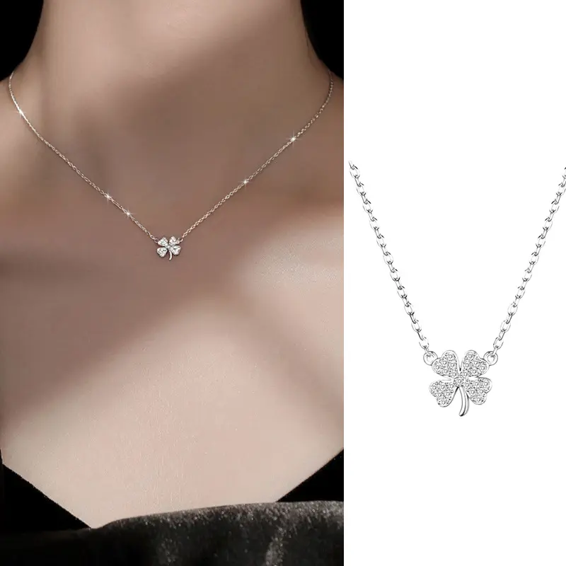 Vòng Cổ Cỏ Bốn Lá, Thời Trang, Mặt Dây Chuyền Lá May Mắn, Dây Chuyền Xương Đòn, Dành Cho Phụ Nữ, Giá Cả Phải Chăng, Thích Hợp Cho Bữa Tiệc Sang Trọng, Quà Tặng, [Lww] Voi Móc Khoá