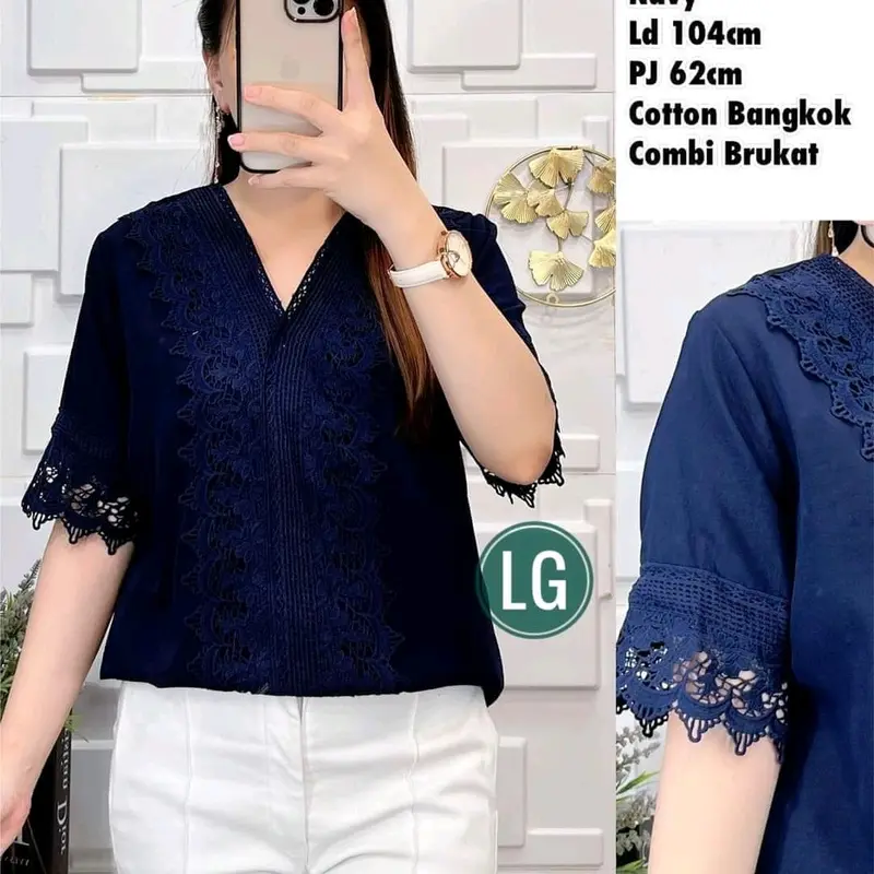 Atasan catton bangkok combi brukat 4102 0