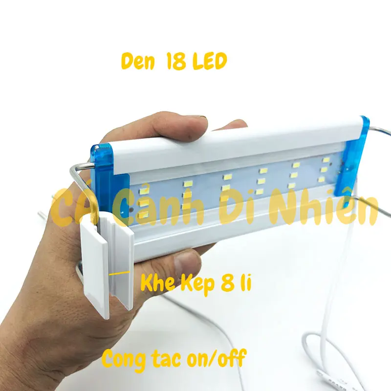 Đèn LED máng kẹp thành hồ cá 20-30 cm 2 dãy màu TRẮNG - ĐỔI MÀU 18 LED P300 3