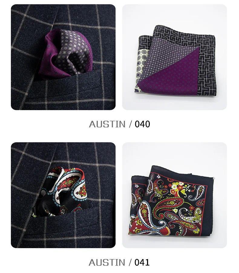 Product Introduction of Men 100% Silk Pocket Square Print Real Satin Small Square Scarf Gentleman Business Suit Shirt Chest Scarf Handkerchief 30*30 Cm 34