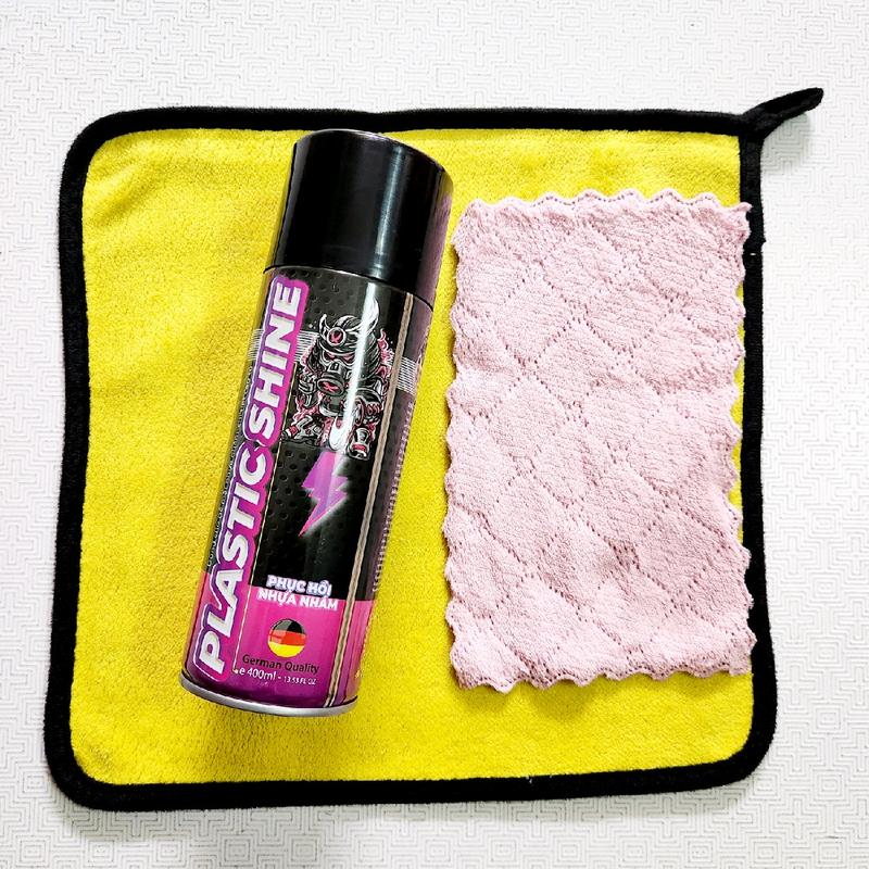 [Tặng Kèm 2 Khăn]Chai xịt phục hồi nhựa nhám, nhựa đen, dưỡng đen dàn nhám Sprayking Plastic Shine 400ml Sơn