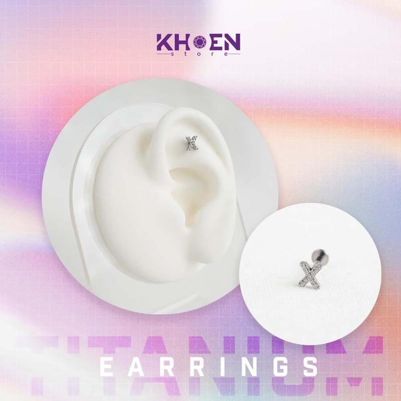 (1 Chiếc) Khuyên Chữ X Đá - Titanium G23 - Khoen Store 2